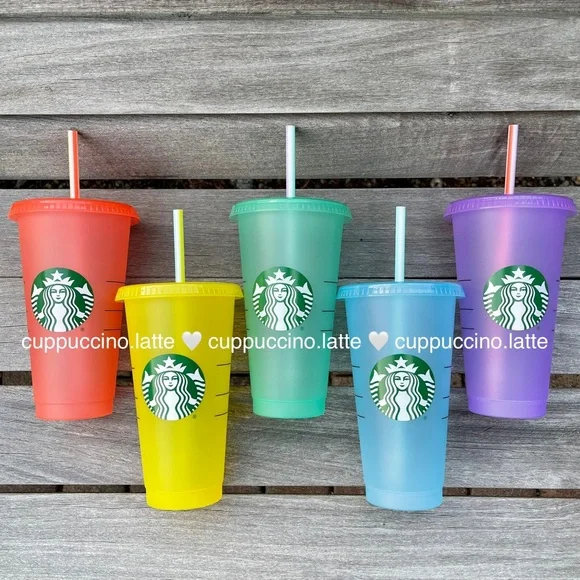 🌈NEW SET✏️Starbucks 2022 Back to School Rainbow Cold Cups & Emoji Hot Cups - Picture 4 of 14